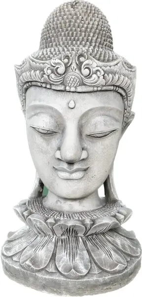 Product image 1 of the product “Champa - Buddha Head on Lotus bud, 50cm H | cast stone ”